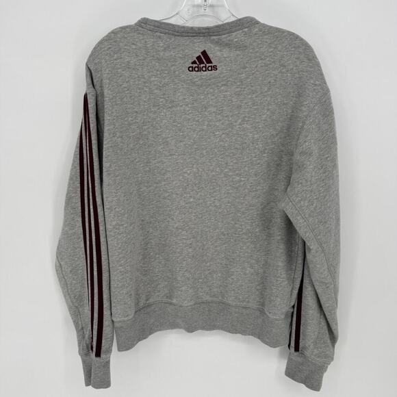 Adidas Texas A&M Aggies Gray Crewneck Sweatshirt Cropped Women's Small 3 Stripes - Picture 5 of 6
